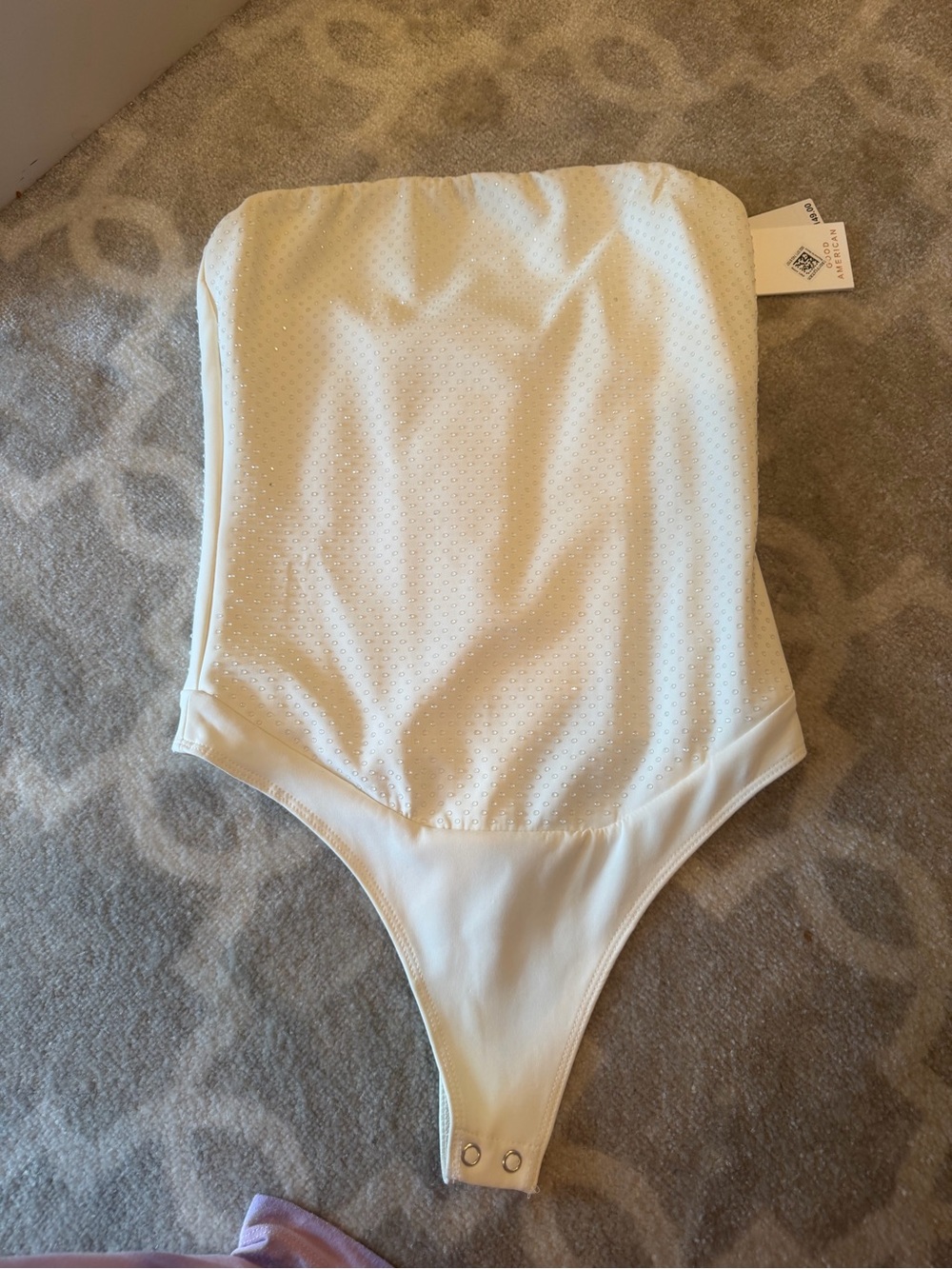 Good American Cloud White Strapless Perforated Bodysuit